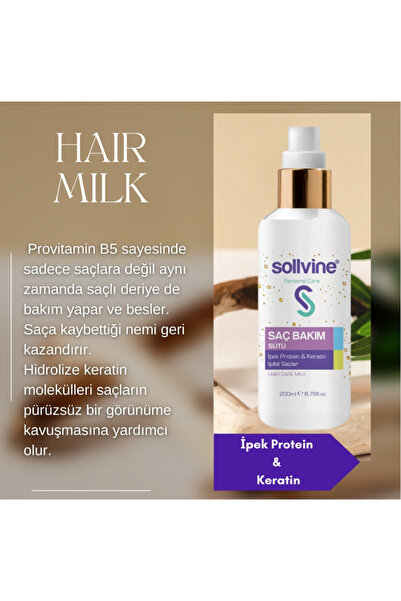 SOLLVINE İPEK PROTEİN & KERATİN ÖZLÜ IŞILTILI SAÇLAR SAÇ BAKIM SÜTÜ