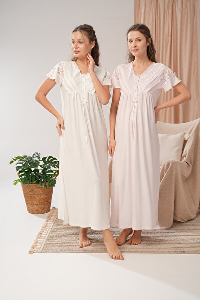 Lohussa ثوب نوم نسائي وردي اللون بتصميم خاص مصنوع من القطن بنسبة 100% للحوامل