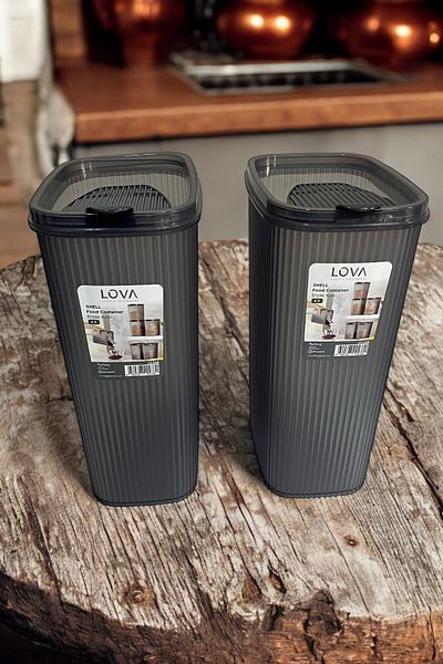 Hesaplı Kasa Food Storage Container 4 Lt, Anthracite, Set of 2
