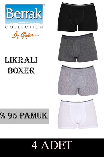 Berrak 4-Piece Men's Lycra Boxer Set - Mixed