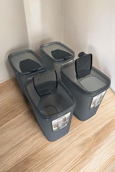 Hesaplı Kasa Food Storage Container 2.5 Lt, Anthracite, Set of 4