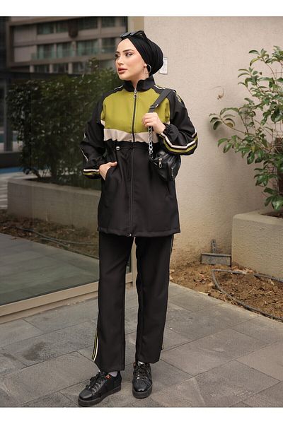 Wovi Moda Σετ αθλητικής φόρμας Hijab - Σετ με φερμουάρ, Σετ δύο τεμαχίων, Σετ πάτου και επάνω