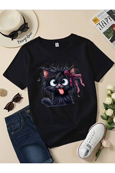 GALASHOP Kedi grafik kadınlar için Tişört