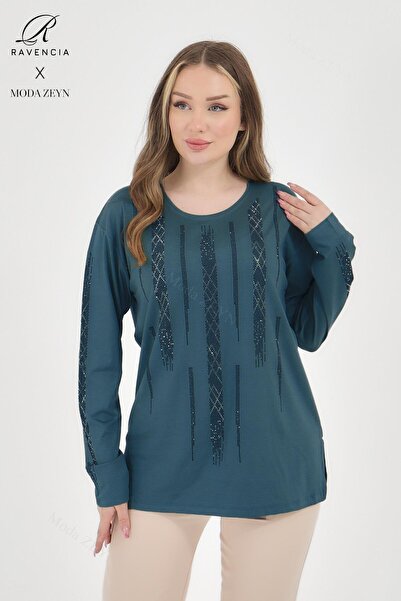 Ravencia Bluză din bumbac pieptănat Smarald Mother, linie dreaptă din viscoză...