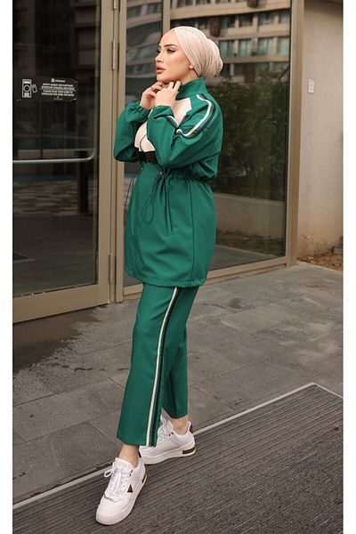 Wovi Moda Σετ αθλητικής φόρμας Hijab - Σετ με φερμουάρ, Σετ δύο τεμαχίων, Σετ πάτου και επάνω
