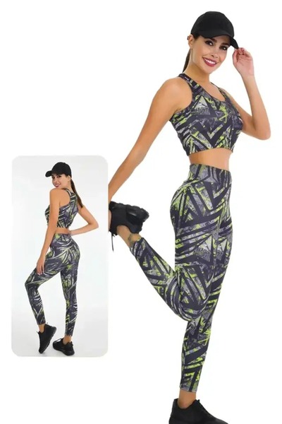 Viselya Set bustieră cu Colanți sport negru verde