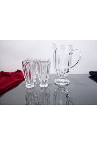 ARGKRİSTAL Crystal Jenova Bohemia Water Set 7 Pieces 6 Glasses 1 Jug