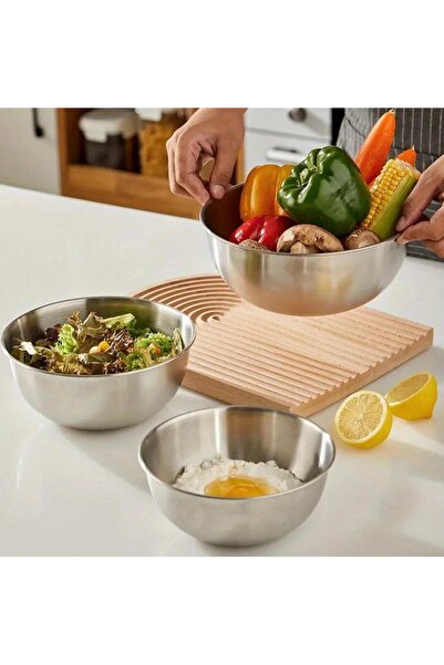 Hyd Steel Mixing Bowl Multipurpose Bowl Whisk Kneading Dough Salad Bowl Gift for Mother 21X10Cm