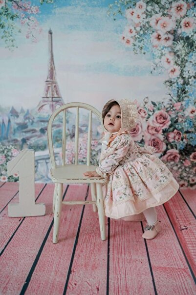 Linarookids Somon Vintage Kız Bebek Elbisesi,Doğum günü,fotoğraf çekim elbise,0-13 Yaş Uygun