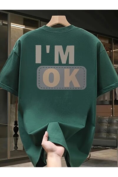 NoVibe Unisex majica sa štampanim natpisom "I'm Ok", prevelika, 100% pamuk