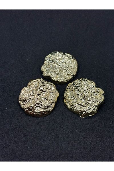 BEİLYS COSMETİCS & ACCESSORY Z.A.R.A Fashion Oversize Gold Color Button ,Coat,Jacket,Vest,Dress 3 Pieces 4 Cm(Bd02)