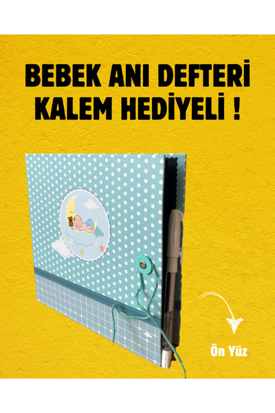 Gens Baskı Market Bebek Anı Defteri - Beyaz Kalem Hediyeli - Bebek Albüm - Ço...
