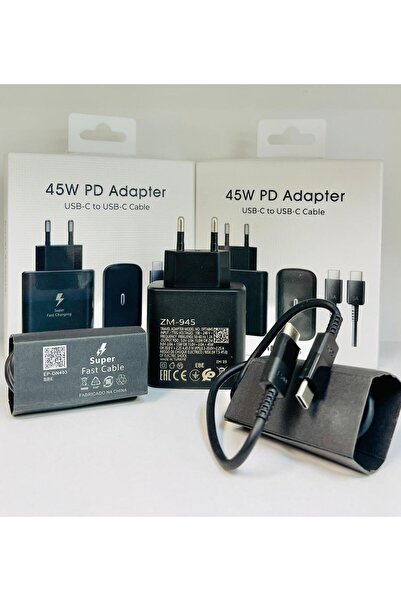 ZİMU TECH Yeni Nesil 45W Ultra Hızlı Şarj Seti Adaptör + Type C Kablosu tüm Samsung  cihazlara Uyumlu