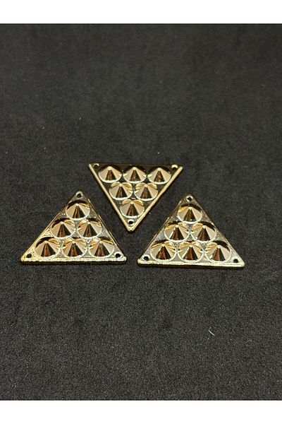 BEİLYS COSMETİCS & ACCESSORY 2Pcs Gold Nickel Triangle Design Unisex Shirt Collar Button(Bd04)