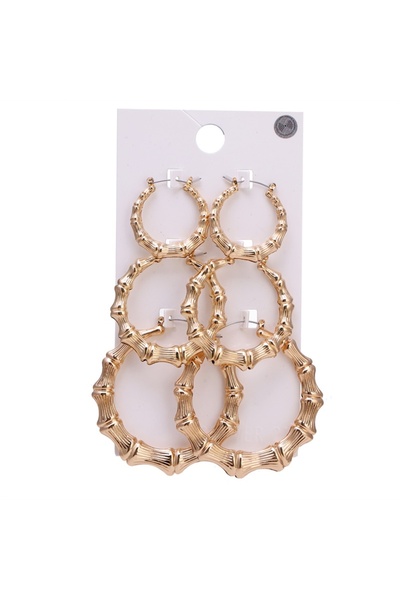 Choice طقم أقراط هيب هوب من FNIO مكون من أقراط دائرية كبيرة من الخيزران باللو...