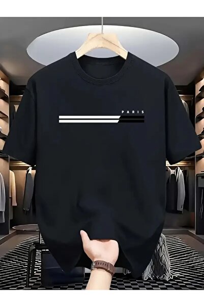 NoVibe تي شيرت باريس مطبوع كبير الحجم للجنسين مصنوع من القطن بنسبة 100%