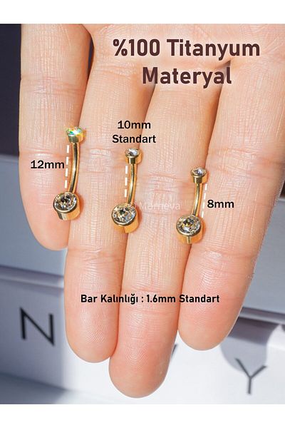 MORNEVA Titanium |   Minimal Crystal Stone Belly Piercing