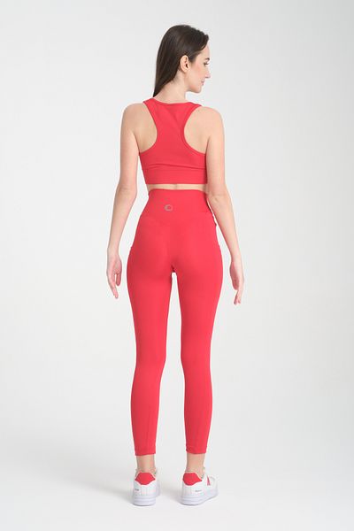 ZERTEX Women's Red Color Padded Supporting Recovery Zippered Crop Sports Singlet