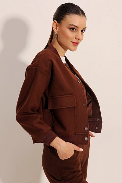 modaserdem 0688 Double Pocket Bomber Jacket - Brown