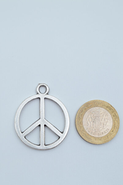 Bu Farklı Peace Barış İşareti Gümüş Kaplama Deri İp Kolye