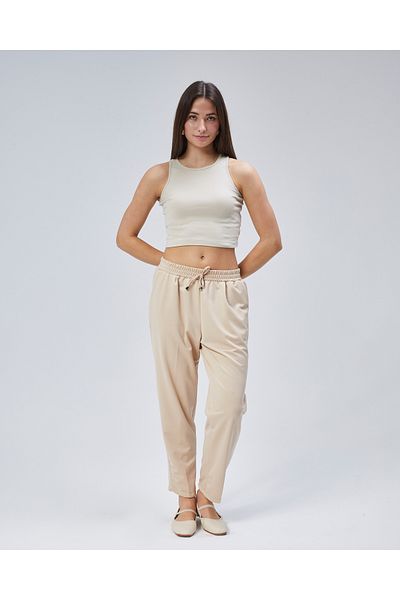 ADEL MODA Elastic Waist Crepe Trousers