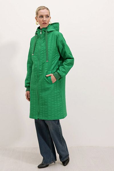 leyla sanat sanata yeni bir bakış açısı Leyla Sanat a New Perspective on Art 5138 Quilted Long Coat - C.Green