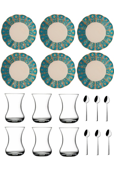 DUKKANI ISTANBUL Tea Set - 18 Pieces and 6-Person Set with Spoons