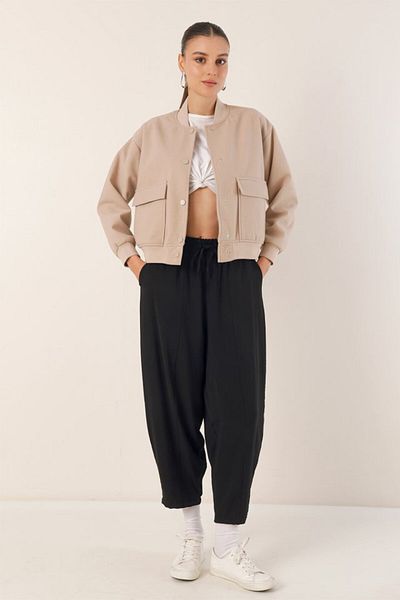modaserdem    0688 Double Pocket Bomber Jacket - Beige