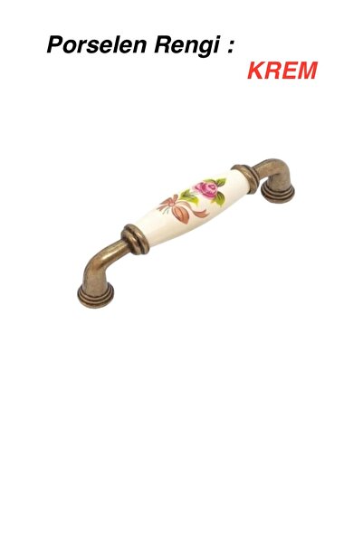 Porcellana Perla (9.6cm)-Krem-Porselen Dolap Çekmece Mutfak Banyo Mobilya Kulp Kulpu Kulb Kulbu yakut96mm-STK9897