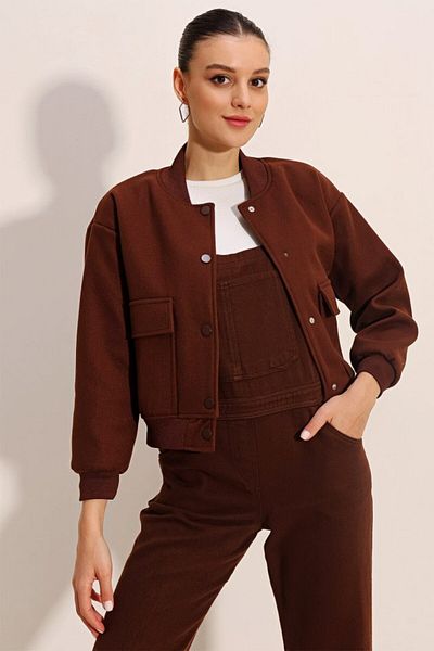 modaserdem 0688 Double Pocket Bomber Jacket - Brown