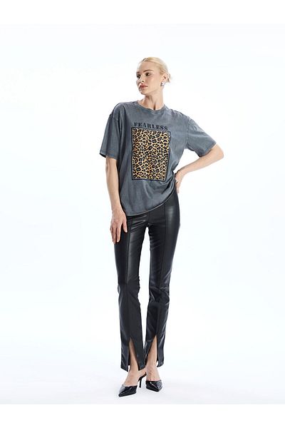 LC Waikiki New Season Crew Neck Leopard Patterned Women's T-Shirt - S57304Z8
