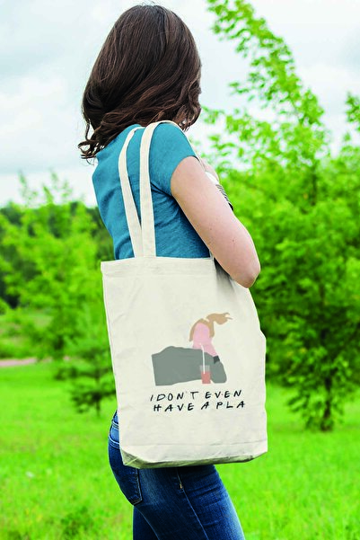 qoeuyl boutique Бавовняна сумка бежевого кольору з принтом Phoebe Friends