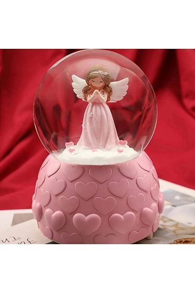 rk tasarım Pink Mini Fairy Lighted Snow Globe & Fun Special Design Printed Mug Cup