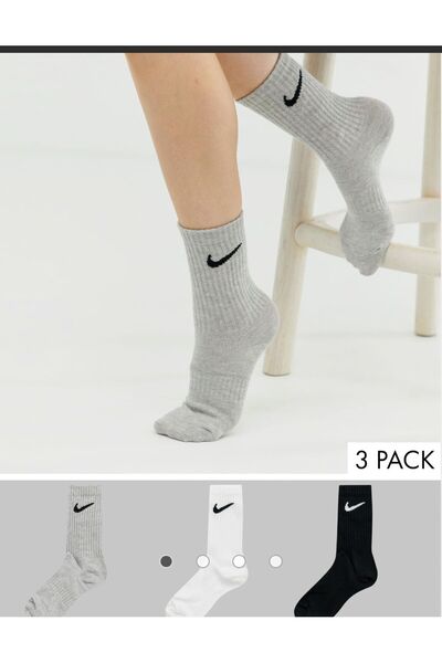 Nike 3'lü Beyaz Unisex Çorap Antrenman veya Günlük