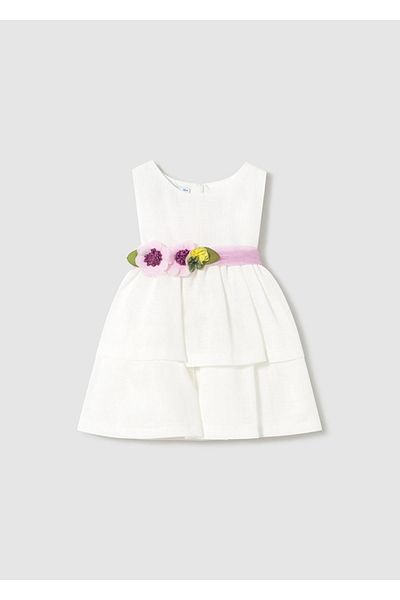 MAYORAL White Flower Detailed Girl's Dress_Mnvs1911