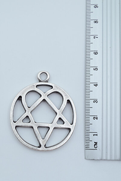 Bu Farklı Heartagram Gümüş Kaplama Deri İp Kolye
