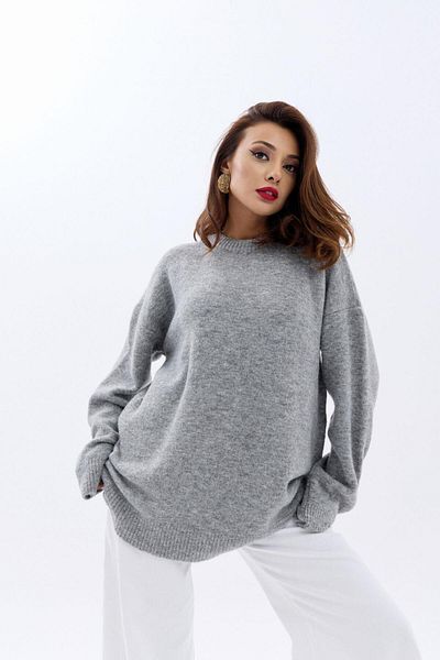 COTTONLAB 43071 Knitwear Zero Collar Slat Sweater - Gray