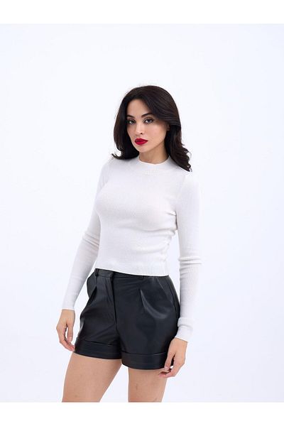 Viyamo 42201 Tri̇ko Basic Sweater-Ekru