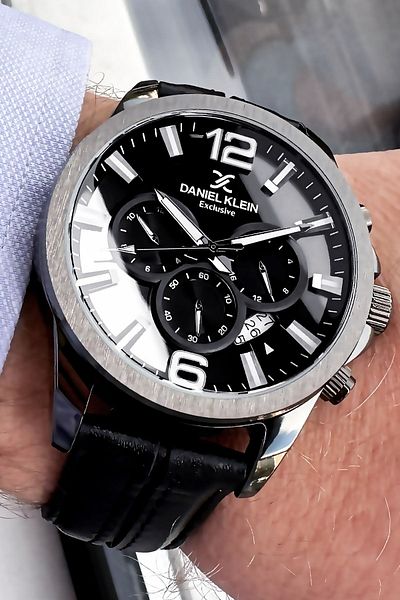 Daniel Klein Men's Wristwatch 3 Atm Waterproof Black Color Leather Cord + Bracelet Dker2032c5