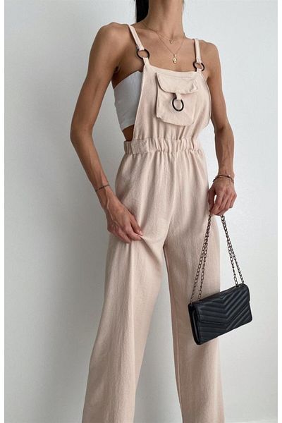 Kokosh moda Modavera 7023 Gardener Jumpsuit with Straps - Beige