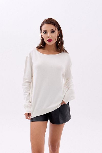 Viyamo 4216 Trico Plain Casual Sweater-Ekru