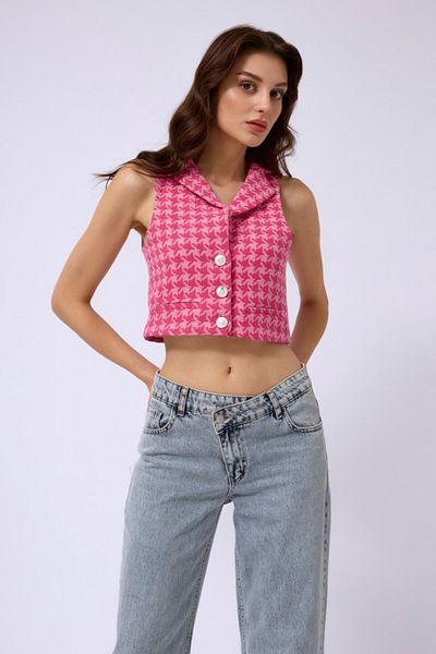 Gökyüzü Moda    Houndstooth Crop Vest