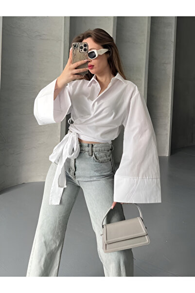 Ekim Store Geniş Kol Yandan Bağlamalı Gömlek