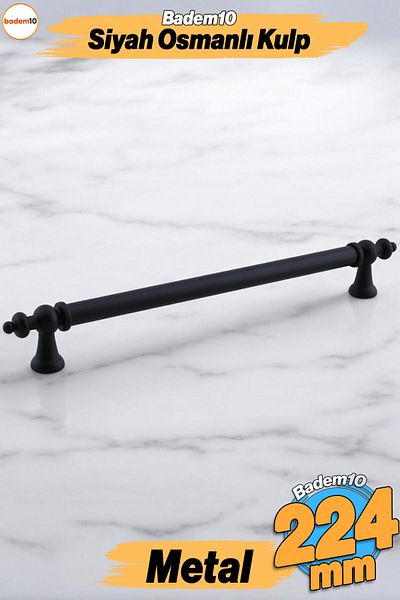 Badem10 Ottomane (224 mm - 22,4 cm) Mobilier din metal negru mat Sertar de bucătărie Dulap dulap Mâner Mâner
