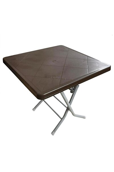 nar sokağı 80x80 Metal Ayaklı Katlanabilir Bahçe Balkon Masası Kahve