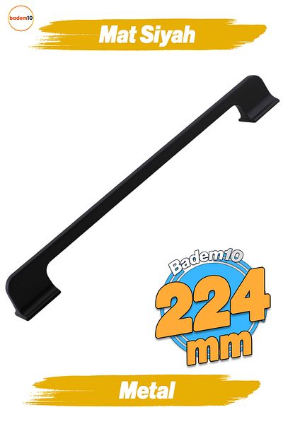 Badem10 Afra Metal Negru Mat 224 Mm 22,4 Cm Mobilier Bucătărie Sertar Dulap Ușă Dulap Mâner Mâner