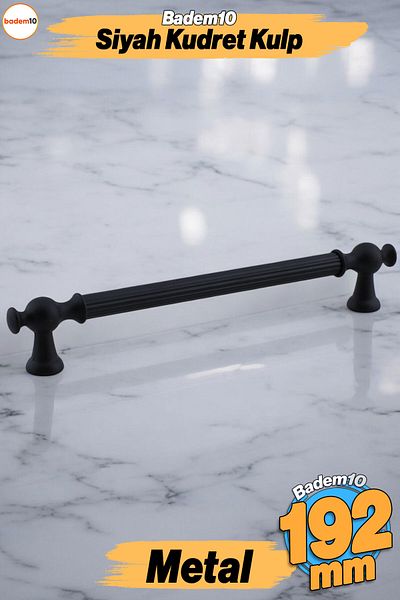 Badem10 Mâner (192 mm - 19,2 cm) din metal negru mat pentru mobilier de bucătărie sertar dulap dulap mâner mâner