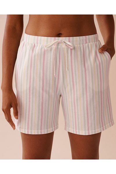 La Vie en Rose Multistripe Cotton Bermuda Shorts