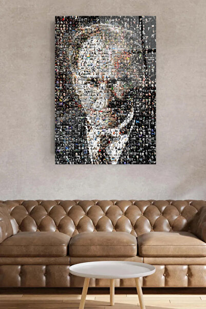 TAULART ATATÜRK BİNLERCE FOTOĞRAF TEK PORTRE TASARIM ULTA YÜKSEK ÇÖZÜNÜRLÜKLÜ KIRILMAZ CAM TABO OFİS HEDİYE