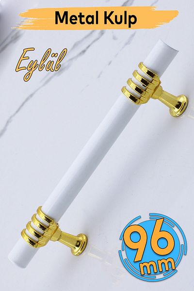 Badem10 Eylül Mobilier Bucătărie Sertar Dulap Mânere Dulap Mâner Capac Mâner Aur Alb 96 Mm Mâner Metal